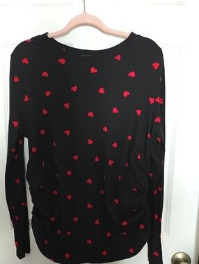 J for Justify Black Sweater with Red Heart Print